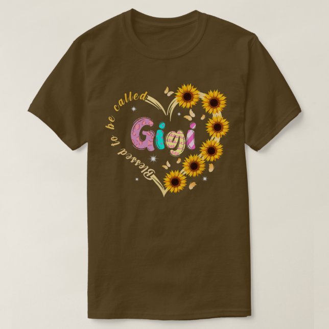 Gesegnet als Gigi Sonnenblumen Herz für Mama T-Shirt (Design vorne)
