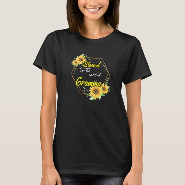 Gesegnet als Gramma Sonnenblume Gramma Mothe T-Shirt (Vorderseite)