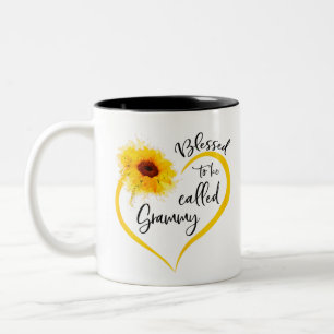 Gesegnet als Grammatikgeschenke für Sonnenblumen Zweifarbige Tasse