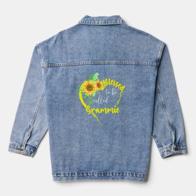 Gesegnet als Grammie Sonnenblume Grammie Mot Jeansjacke (Rückseite)