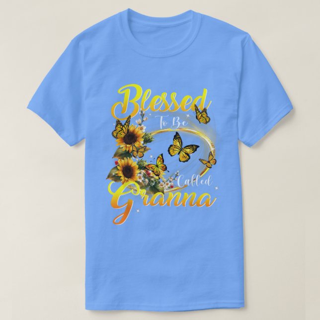 Gesegnet als Granna Sonnenblumenliebhaber Gran T-Shirt (Design vorne)