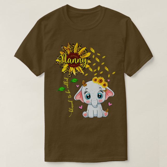 Gesegnet, als "Gruschige Sonnenblume Elefant" beze T-Shirt (Design vorne)