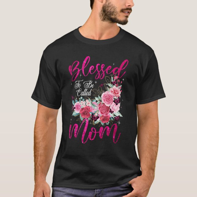 Gesegnet, als Mama Herz Blume Mutter Da genannt we T-Shirt (Vorderseite)