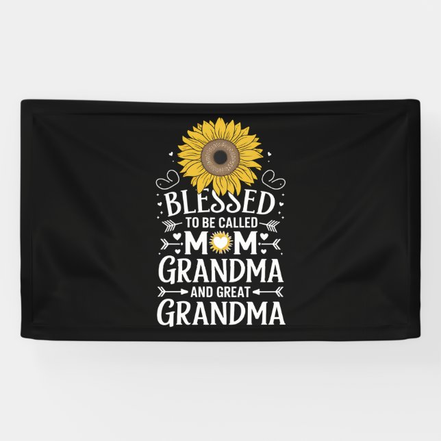 Gesegnet, als Mama Oma große Sonnenblume genannt z Banner (Horizontal)