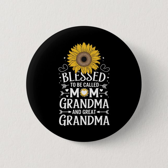 Gesegnet, als Mama Oma große Sonnenblume genannt z Button (Vorderseite)