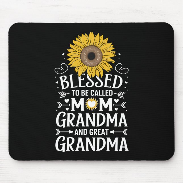 Gesegnet, als Mama Oma große Sonnenblume genannt z Mousepad (Vorne)