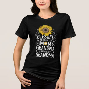 Gesegnet, als Mama Oma große Sonnenblume genannt z Tri-Blend Shirt