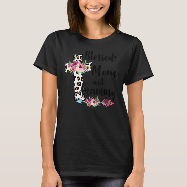 Gesegnet als Mama und Grammy T-Shirt (Vorderseite)