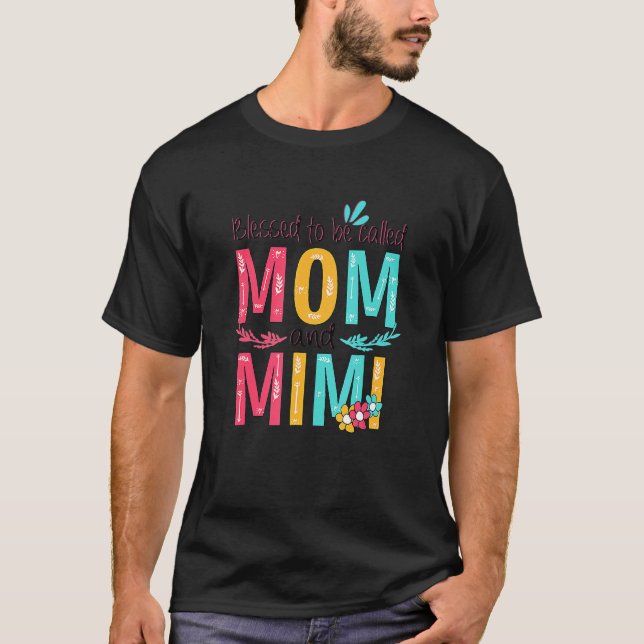 Gesegnet als Mama und Mimi-Blumengranma T-Shirt (Vorderseite)