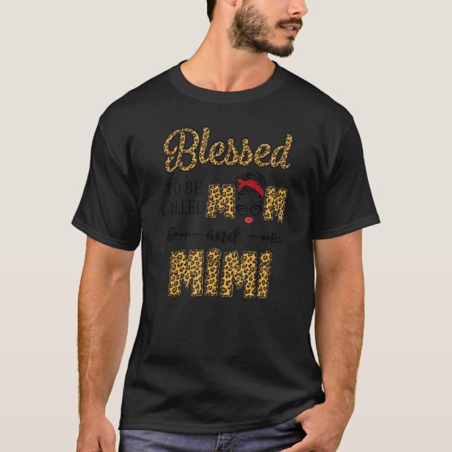 Gesegnet als Mama und Mimi Leopard Mutter D T-Shirt (Vorderseite)