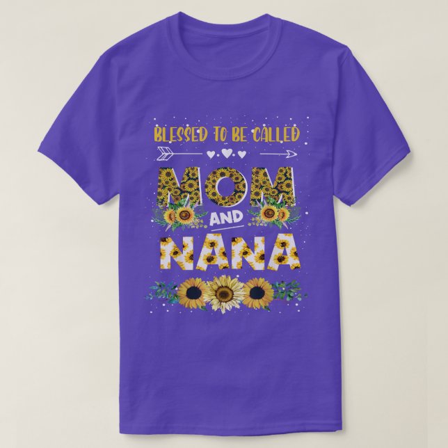 Gesegnet als Mama und Nana Niedlich Sonnenblume T-Shirt (Design vorne)