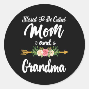 Gesegnet, als Mama und Oma Floral Mutter genannt z Runder Aufkleber
