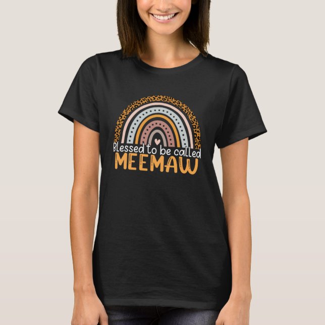 Gesegnet als Meemaw Leopard Rainbow Best T-Shirt (Vorderseite)