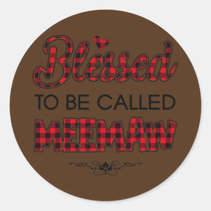 Gesegnet, als Meemaw Red Kariert Mother Day genann Runder Aufkleber
