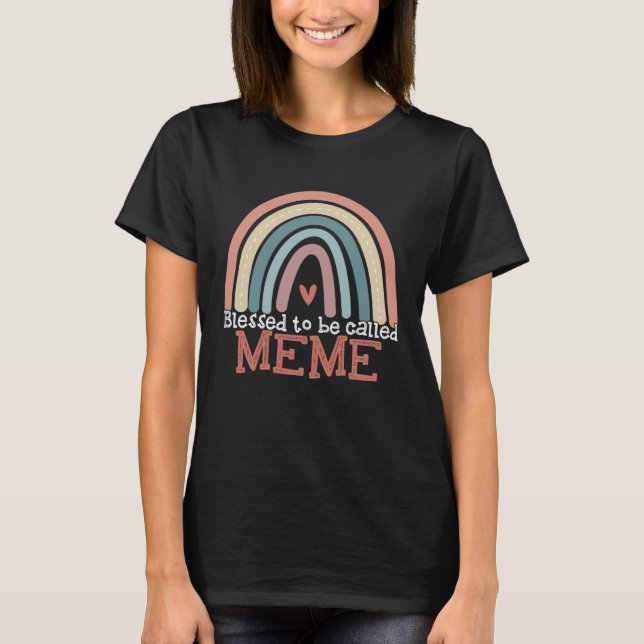 Gesegnet als Meme Boho Rainbow Mütter Day T-Shirt (Vorderseite)
