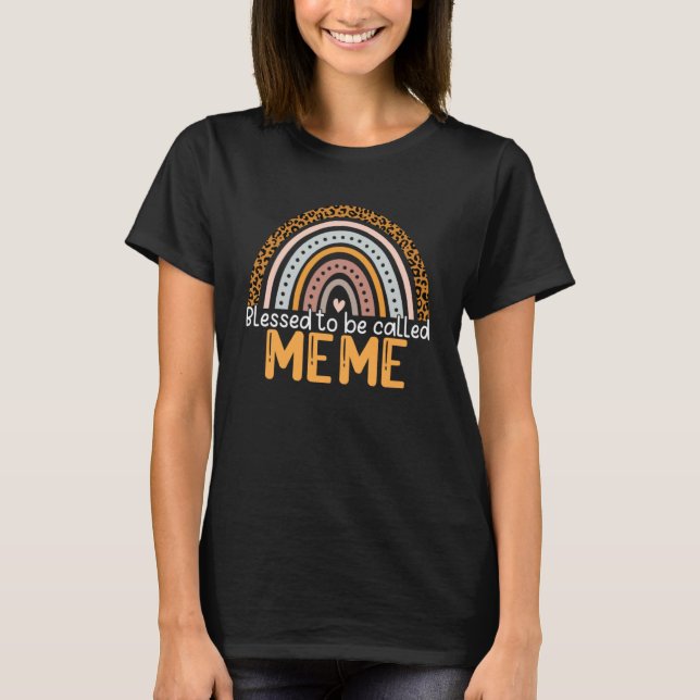 Gesegnet als Meme Leopard Rainbow Beste Mama T-Shirt (Vorderseite)