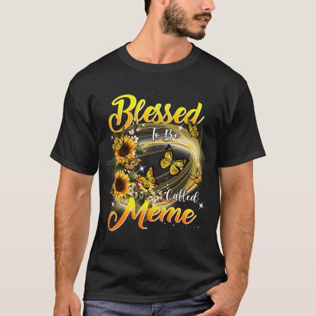 Gesegnet als Meme Sunflower Oma T-Shirt (Vorderseite)