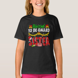 Gesegnet, als Schwester Weihnachtskids-Familie gen T-Shirt
