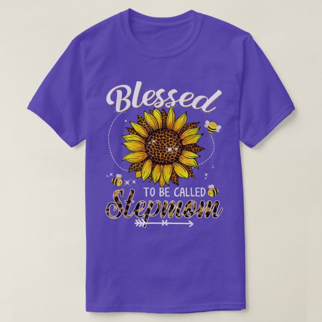 Gesegnet, als Stepmutter Funny Leopard Sunflow gen T-Shirt (Design vorne)