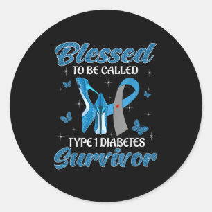 Gesegnet als T1d Typ 1 Diabetes Survivor Runder Aufkleber