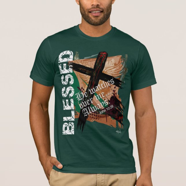 Gesegnet - christliches Bibelscripture-John-10:29 T-Shirt (Vorderseite)