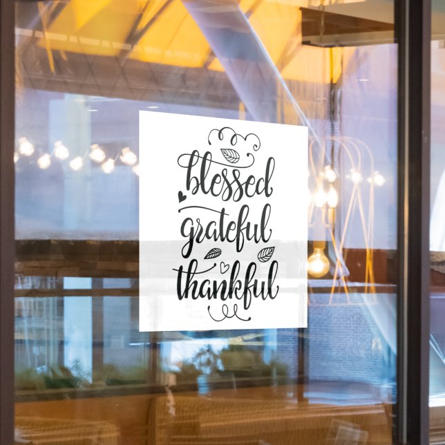 gesegnet dankbar dankbar Fensterklammer Fensteraufkleber (blessed grateful thankful Window Cling)