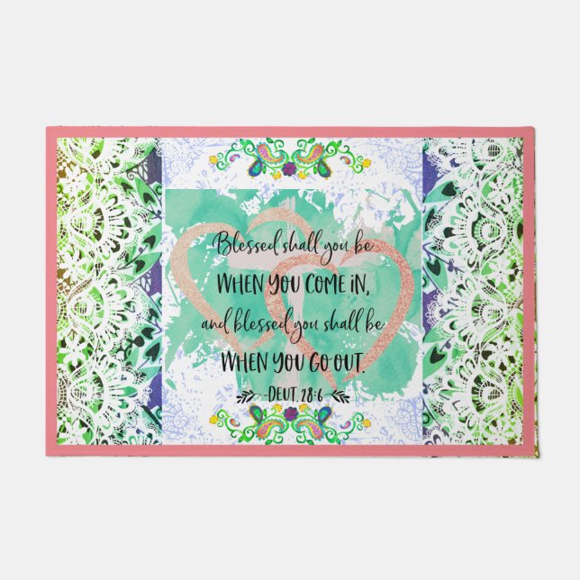 "Gesegnet" Deuteronomie 28:6 Kreuzung Fußmatte (Vorderseite)
