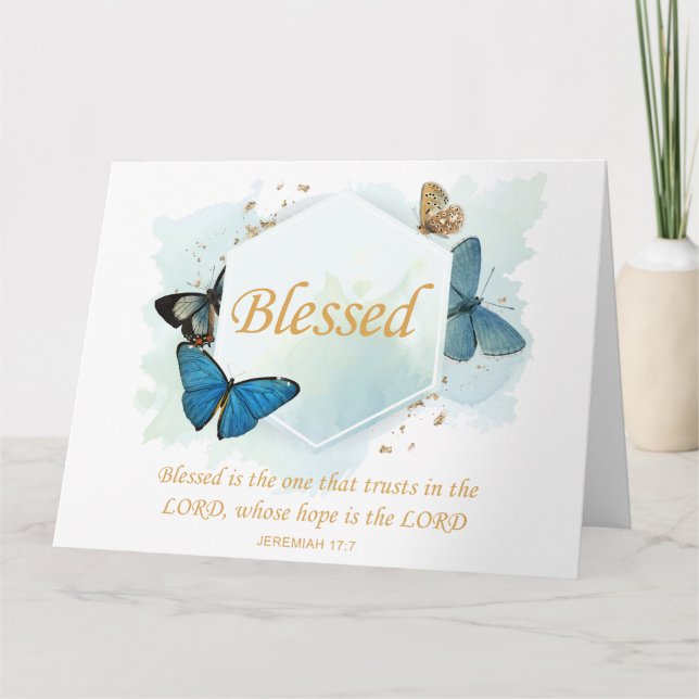 Gesegnet - Die Christliche Schmetterlingsverse der Dankeskarte (Vorderseite)