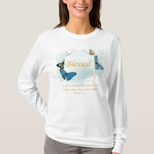 Gesegnet - Die Christliche Schmetterlingsverse der T-Shirt (Vorderseite)