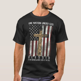 Gesegnet eine Nation unter Gott Christlich Patriot T-Shirt
