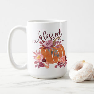 Gesegnet - Fall Pumpkin mit rosa Blume Kaffeetasse