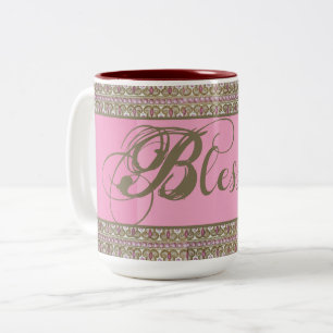 Gesegnet! Fancy-Kaffeetasse (Rosa) Zweifarbige Tasse