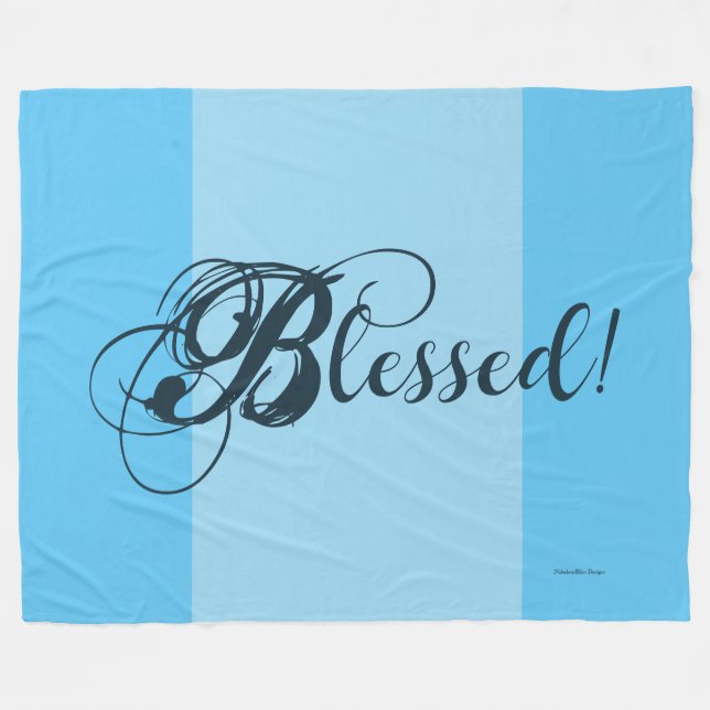 Gesegnet! Fleece Blanket (blau) (Vorderseite (Horizontal))