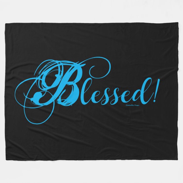 Gesegnet! Fleece-Decke (Schwarz/Blau) Fleecedecke (Vorderseite (Horizontal))