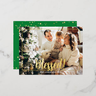 Gesegnet, Foto Name Gold Foliday Post Card #2 Folien Feiertagspostkarte