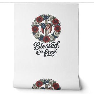 Gesegnet Frei Patriotisches Florales Kreuz Shirt_1 Tapete