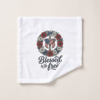Gesegnet Frei zu sein Patrioten Blumenkreuz Shirt_ Waschlappen