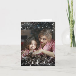 Gesegnet. Full Frame Foto mit festlichen Glitzern Feiertagskarte