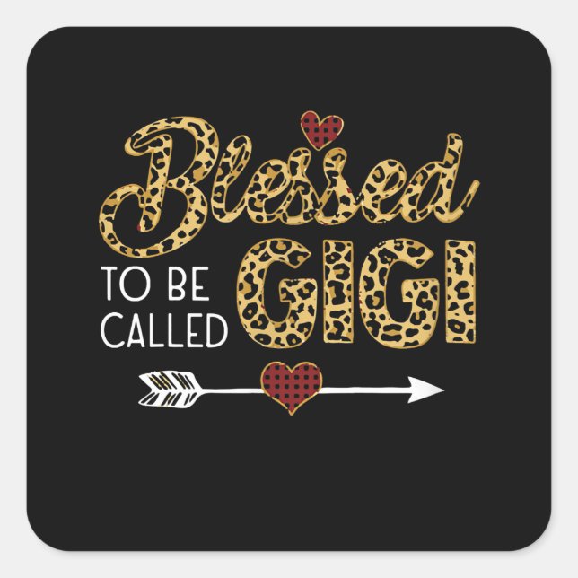 Gesegnet, genannt Gigi Leopart Red Kariert Quadratischer Aufkleber (Vorderseite)