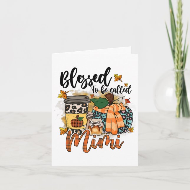 Gesegnet, genannt Mimi Fall Pumpkin Thanksgivin Karte (Vorderseite)