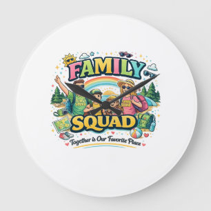 Gesegnet, Glücklich & Glücklich Zusammen Große Wanduhr