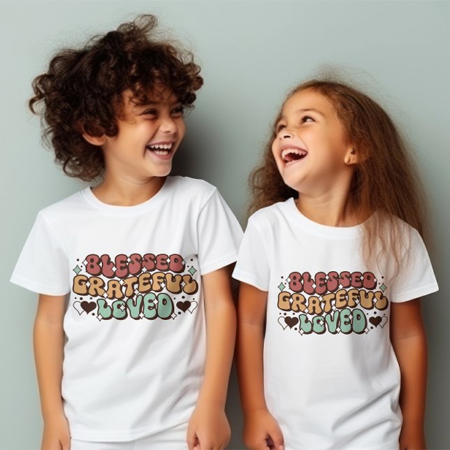 "Gesegnet Grateful Loved" Kinder Shirt, Erntedank T-Shirt (Von Creator hochgeladen)