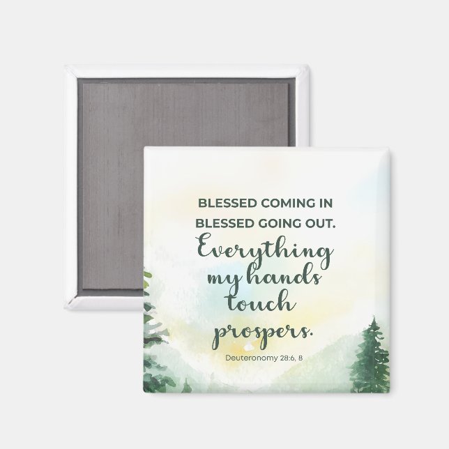 Gesegnet hineingehen, Bibelverse verlassen Wasserf Magnet (Vorderseite/Rückseite)