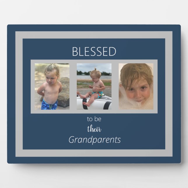 Gesegnet, ihre Großeltern Foto Collage Fotoplatte (Vorderseite)
