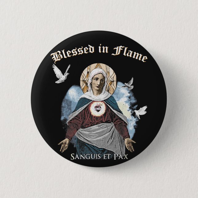 Gesegnet in Flammen - Gotisches Design Button (Vorderseite)