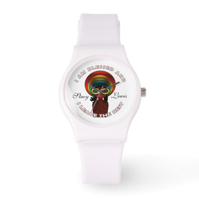 Gesegnet inspirierend Dankbar Custom Armbanduhr (Vorderseite)