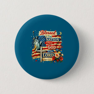 Gesegnet ist die Nation, Gott ist Herr patriotisch Button