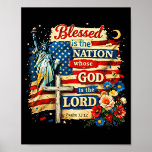 Gesegnet ist die Nation, Gott ist Herr patriotisch Poster