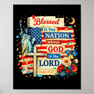 Gesegnet ist die Nation, Gott ist Herr patriotisch Poster
