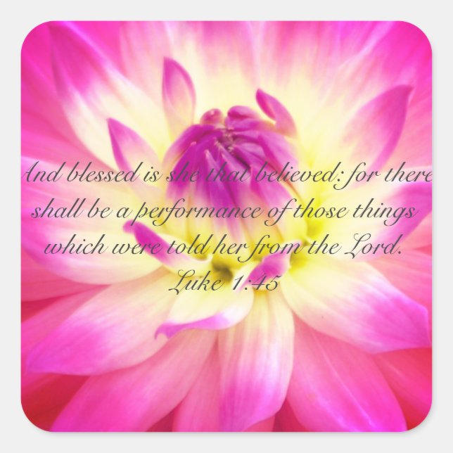 Gesegnet ist sie, die glaubte quadratischer aufkleber (Vorderseite)